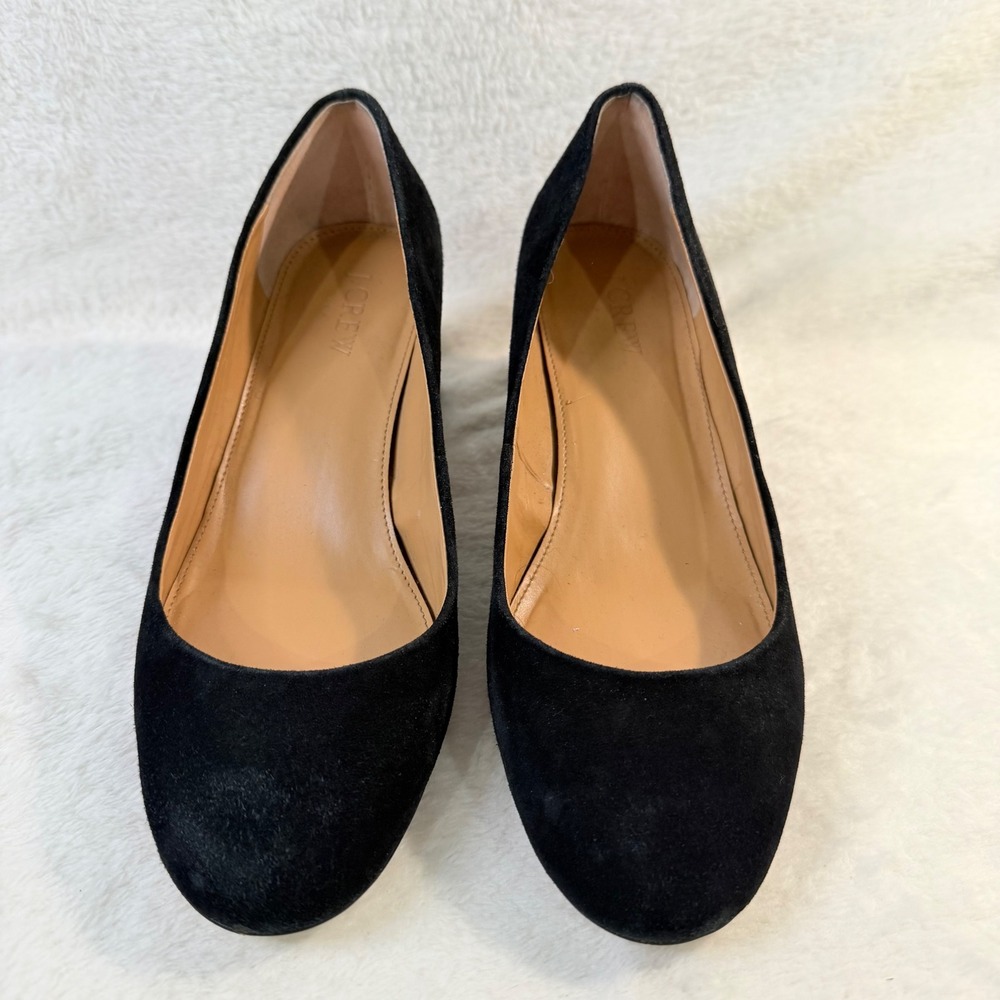 J.Crew Lucie Block Heel Pumps Black Suede Round Toe Shoes Womens 7 - Picture 4 of 8